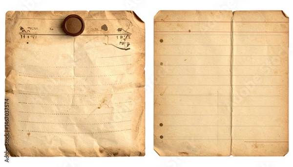 Obraz vintage note paper isolated on white background  