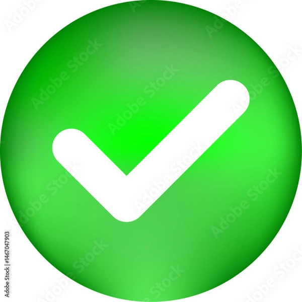 Fototapeta 3d green check mark button tick icon vector 