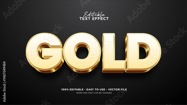 Fototapeta Editable gold 3d text effect, silver text style effect