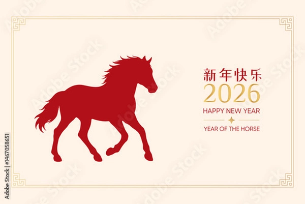 Obraz Minimalist red horse on beige background for 202
