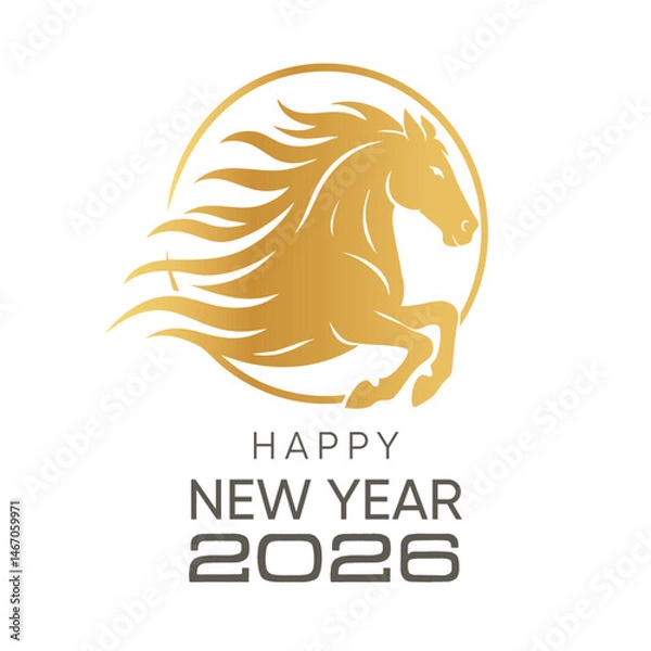 Obraz Golden horse zodiac icon for New Year 2026