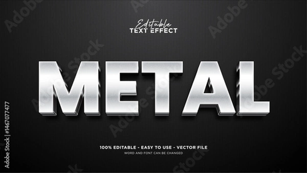 Fototapeta Editable metallic 3d text effect, silver text style effect