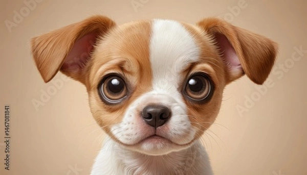 Fototapeta Adorable Puppy: A Digital Portrait of a Charming Chihuahua Mix
