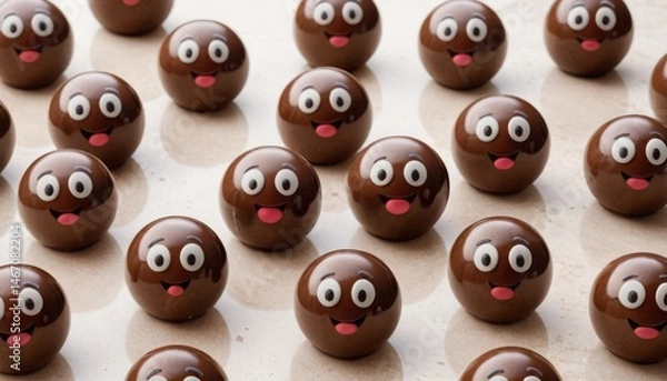 Fototapeta A Delightful Array of Chocolate Emojis: Sweet Treats with Playful Personalities