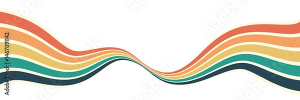 Fototapeta Abstract background of rainbow groovy Wavy Line design in 1970s Hippie Retro style. Vector pattern ready to use for cloth, textile, wrap and other.