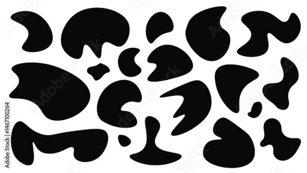 Fototapeta Seamless Black and White Cow Skin Pattern. Black Stains on a White Background Texture