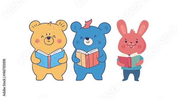 Obraz Cute Cartoon Character Wearing Adorable Outfits – Fun and Stylish Vector Illustration