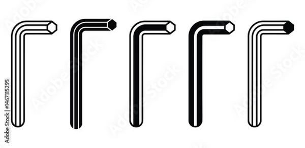 Fototapeta Hex Key Icon Set Black and White Line Art Illustration Vector Design
