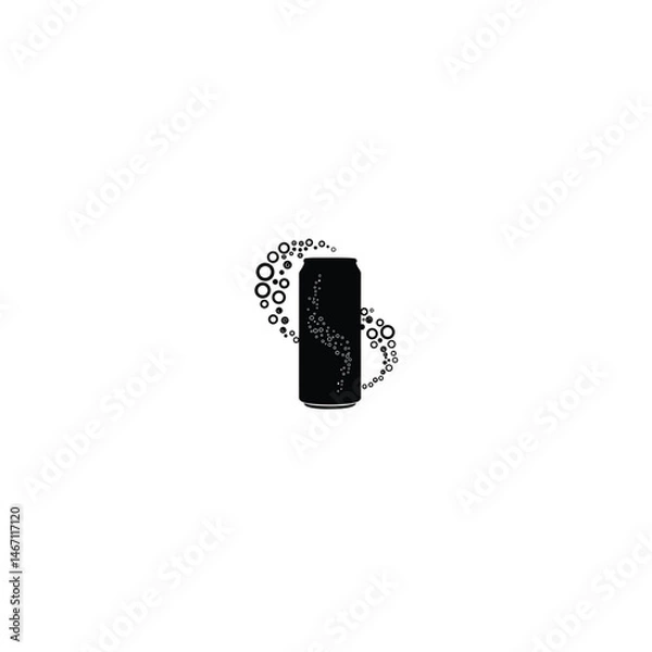 Obraz Soda Can with Bubbles silhouette on white background