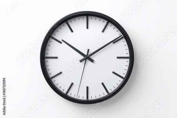 Fototapeta Clock with black frame on white background
