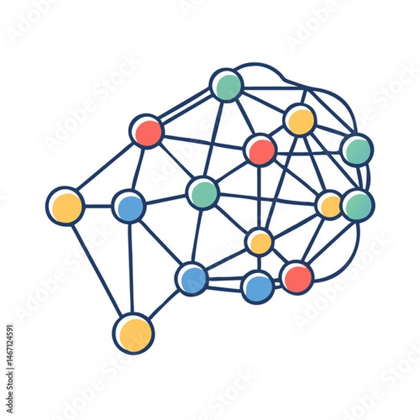 Obraz Artificial intelligence brain network neural connections machine learning concept vector design