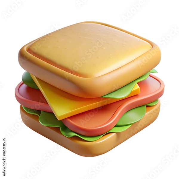 Obraz 3D Render of a Delicious Sandwich. A Tasty Meal