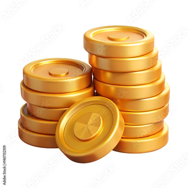 Obraz Golden Stacks of Coins. Symbol of Wealth and Financial Success