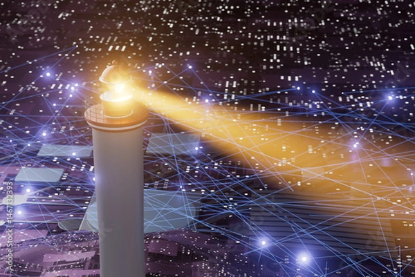 Obraz A computer chip with a lighthouse on top of it