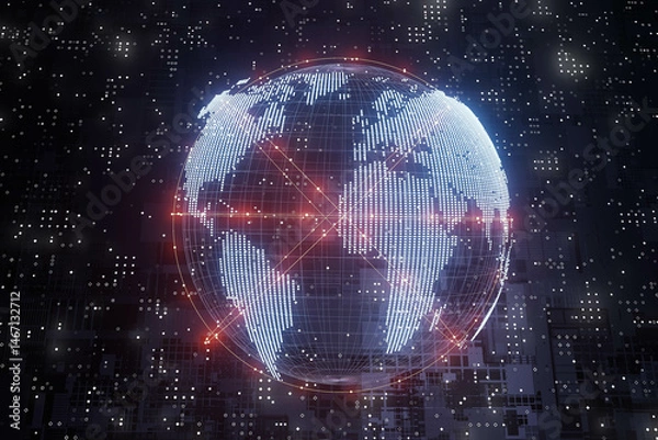 Obraz A digital glob with futuristic background