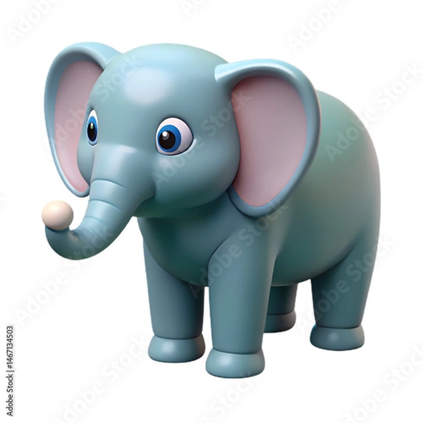Obraz Adorable 3D Render of a Baby Elephant. Cute Cartoon Animal