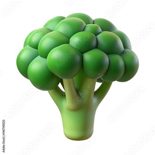 Obraz 3D Render of a Single Broccoli Floret. A Vibrant. Healthy Vegetable