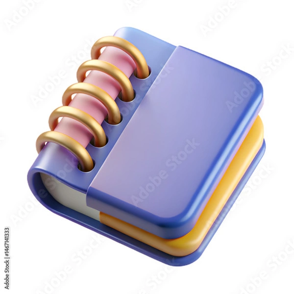 Fototapeta 3D Render of a Modern Spiral Notebook