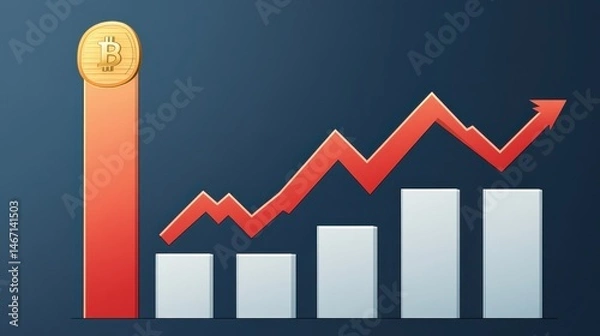 Obraz Bitcoin cryptocurrency price chart soaring to new heights financial investment graph of exponential growth and digital asset market trending upwards