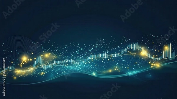 Obraz Abstract connected network of light particles futuristic technology background with glowing elements for digital innovation and communication