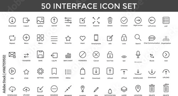 Obraz Interface icon set. Mega set user interface icon set. Line icon editable stroke