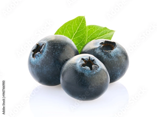 Fototapeta Blueberry with leaves in closeup