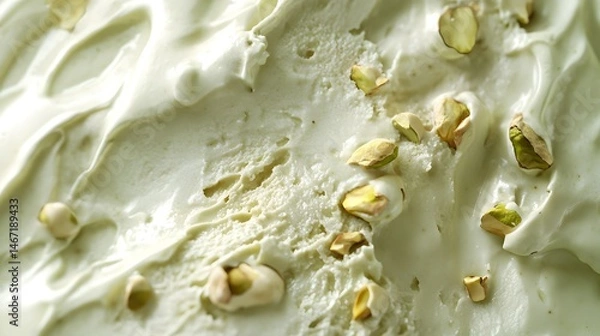 Fototapeta 19. Close-up of a pistachio gelato scoop with pieces of pistachio nuts embedded, capturing the creamy texture