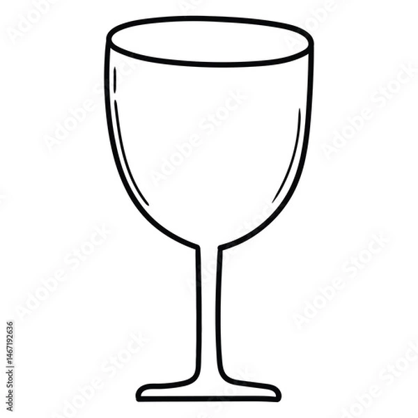 Fototapeta Hand drawn doodle empty wine glass on white background.