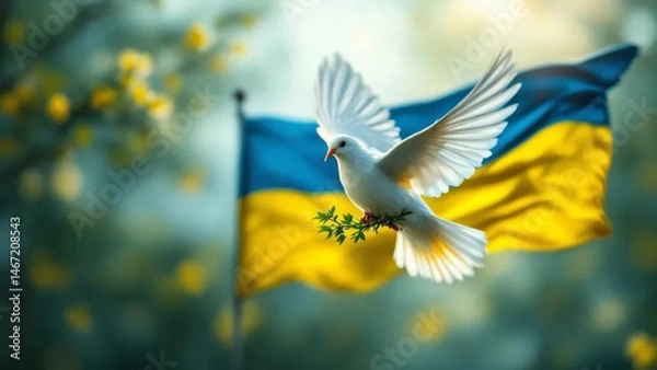 Obraz Dove of peace and Ukrainian flag