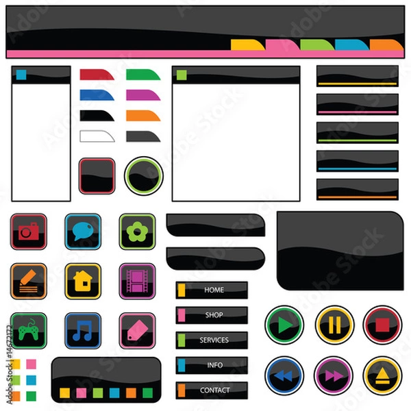 Obraz collection of web elements isolated on white