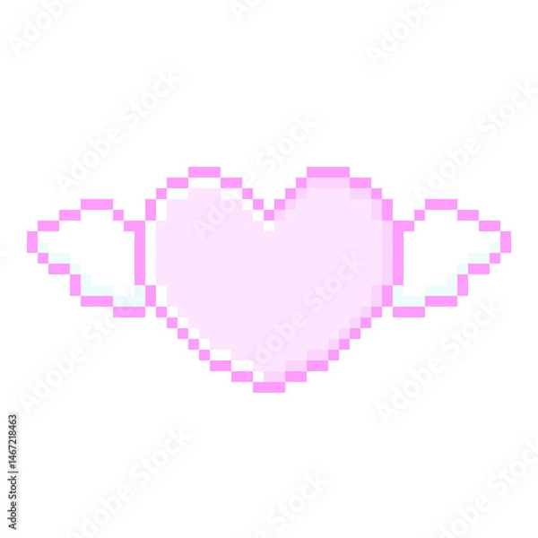 Fototapeta ピクセルアートなミニエンジェルハート♪PNG