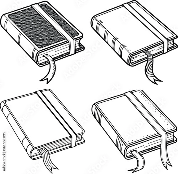 Obraz A set of hand drawn vector brush illustrations presents a work tool object, perhaps for office or business supplies