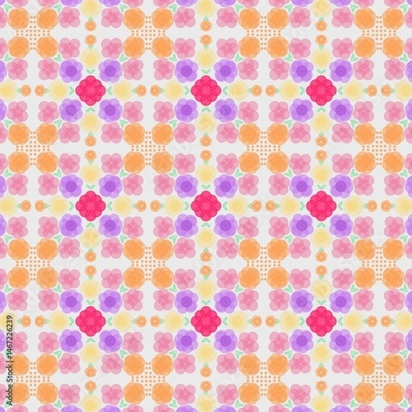 Fototapeta Background design, geometric pattern, abstract fabric pattern, used in designing various patterns, bright colors, floral patterns.