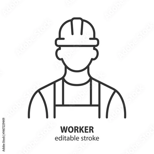 Obraz Construction worker line icon. Vector illustration. Editable stroke.