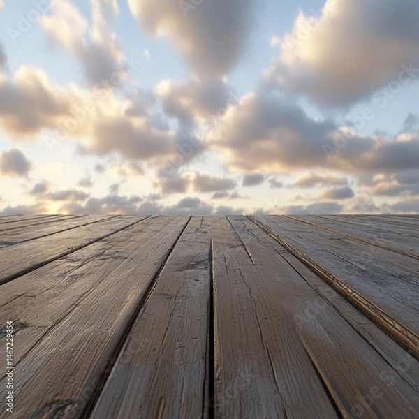 Fototapeta wooden floor and sky