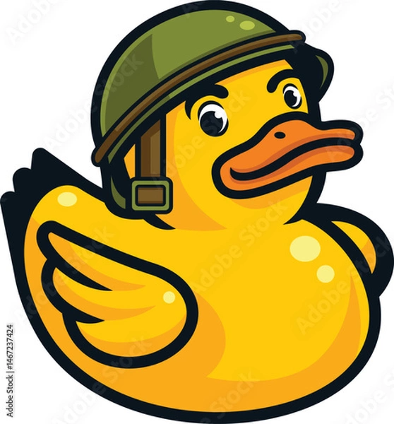 Obraz yellow duck with army hat vector illustration