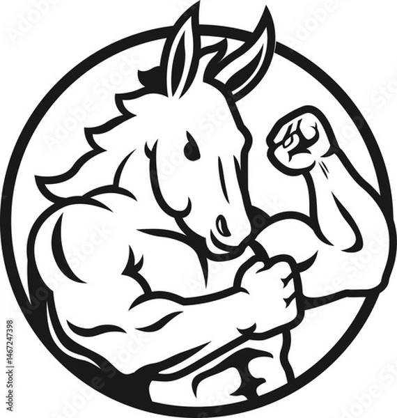 Obraz bodybuilding donkey mascot vector illustration