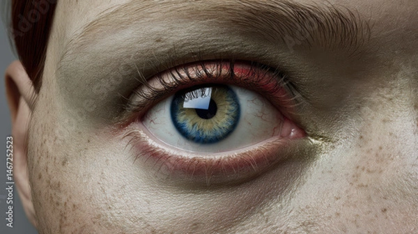 Obraz Extreme close-up of human eye with graphic detailing, focusing on color, reflection and intensity in modern stylized portrait and symbolic vision.