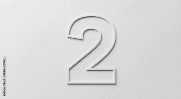 Fototapeta Number Two - Embossed White Numeric Symbol