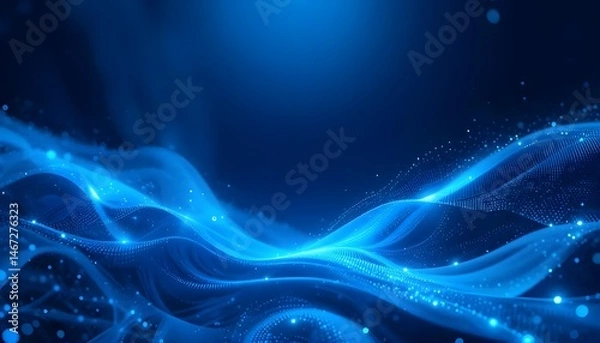 Fototapeta 3D Blue Techno Abstract Background with Overlapping Layers and Glowing Dots Shape Decoration for Futuristic Design