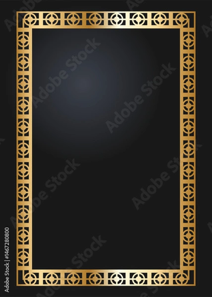 Fototapeta Elegant rectangular golden frame. Festive design. Gold border. Frames vector