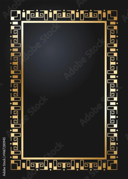 Fototapeta Elegant rectangular golden frame. Festive design. Gold border. Frames vector