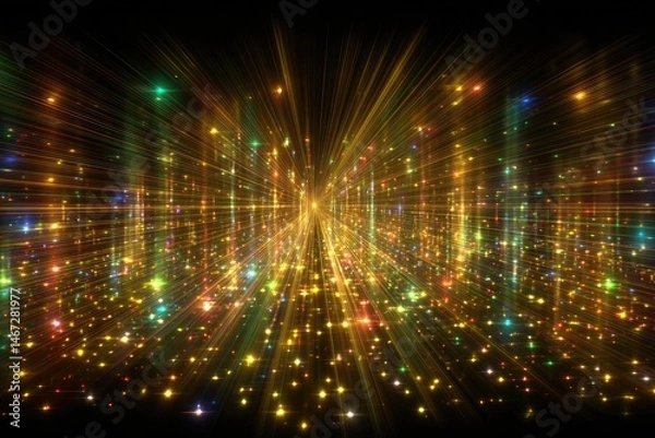 Fototapeta Abstract digital glittering tunnel