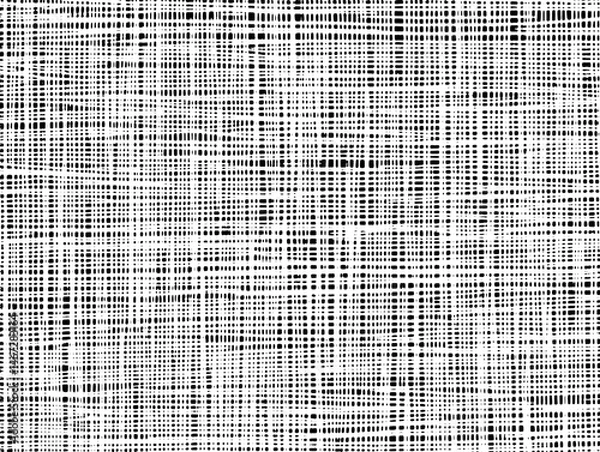 Fototapeta Woven fabric-inspired vector texture. Black and white grunge crosshatch background.