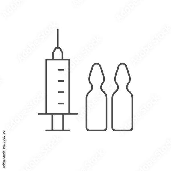 Obraz Syringe and ampoules line icon