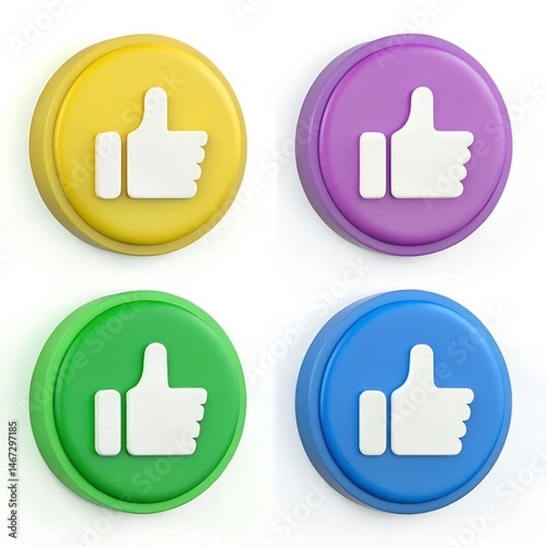 Fototapeta Colorful 3D Thumbs Up Icons