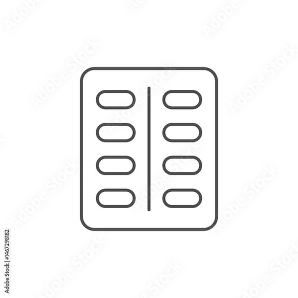 Obraz Pill blister line outline icon