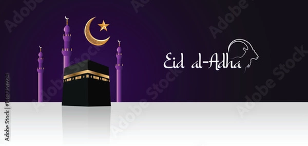 Fototapeta Eid al Adah Islamic Festival Al Kaaba vector poster