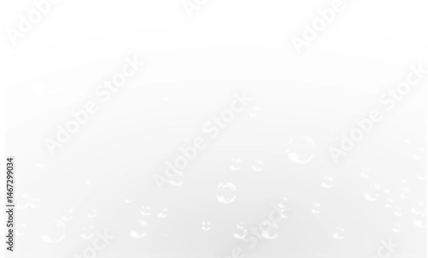 Fototapeta PNG three-dimensional water bubble with glossy glass sphere, clean color frame and floating soap drop on white banner, PNG 16-bit liquid design with glow and vector shine collection.