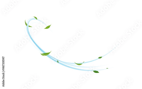 Fototapeta Green Floating Leaves Flying Leaves Green Leaf Dancing on transparent background png file